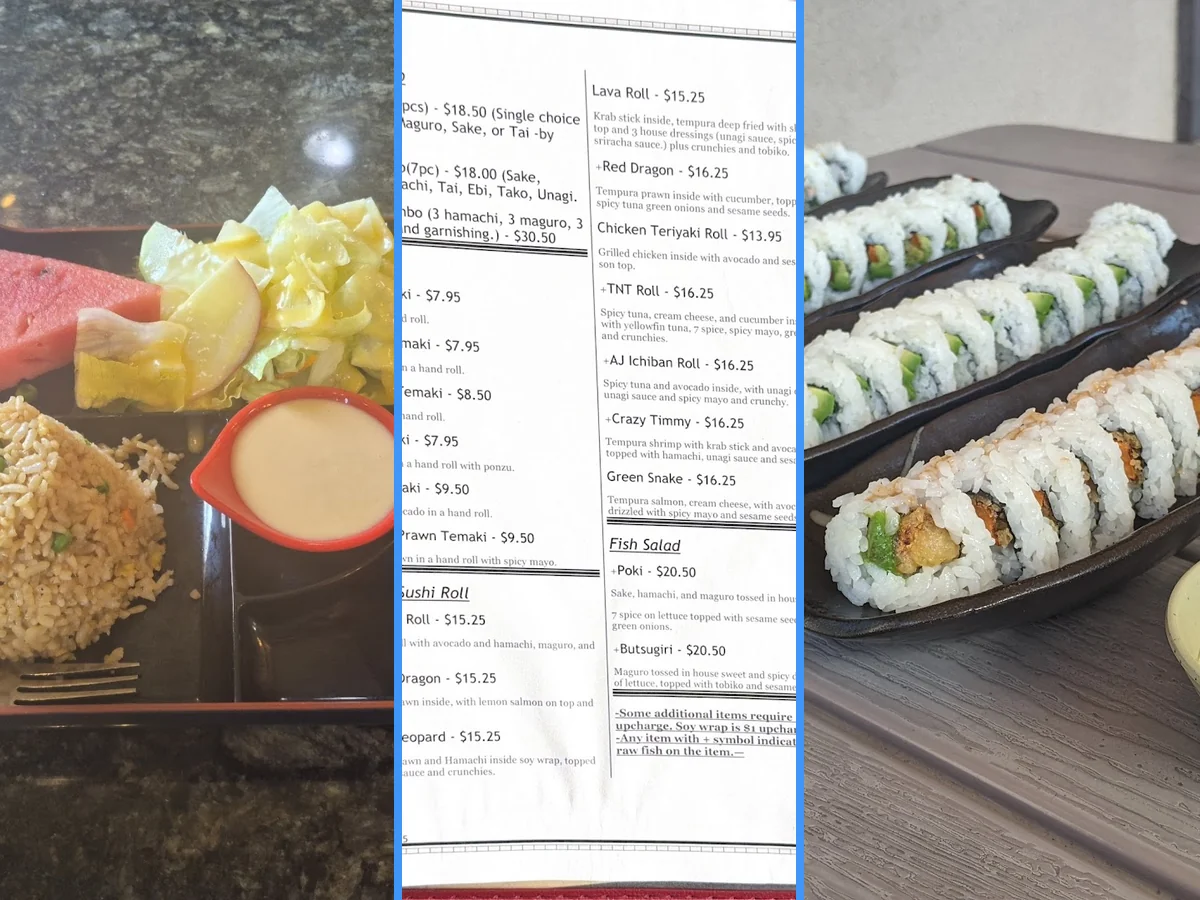 Japanese dishes on a casual restaurant table.